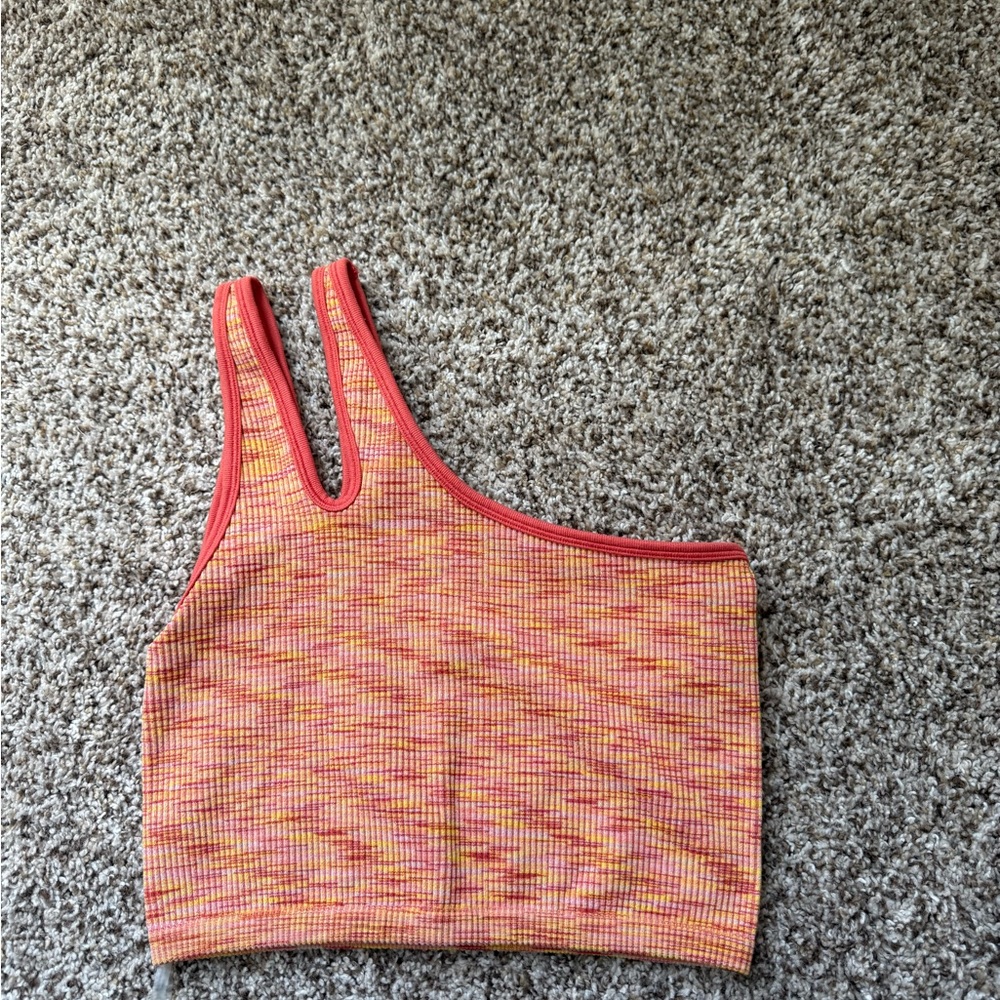 Aerie Pink and Orange Asymmetrical Sleeveless Crop Top